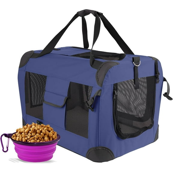 Cat Carrier Pet Carrier Bag Dog Crate 24"x 16"x 16"Portable Collapsible with Soft Warm Blanket/Bowl for Puppy Up to 25 lbs Sturdy Transport Carrier Long Trips/Traveling/Indoor/Outdoor