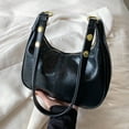 thumbnail image 3 of Women Shoulder Bag Adjustable Strap Crescent Bag Pu Leather Bag For Work Decor Bag (Black), 3 of 10