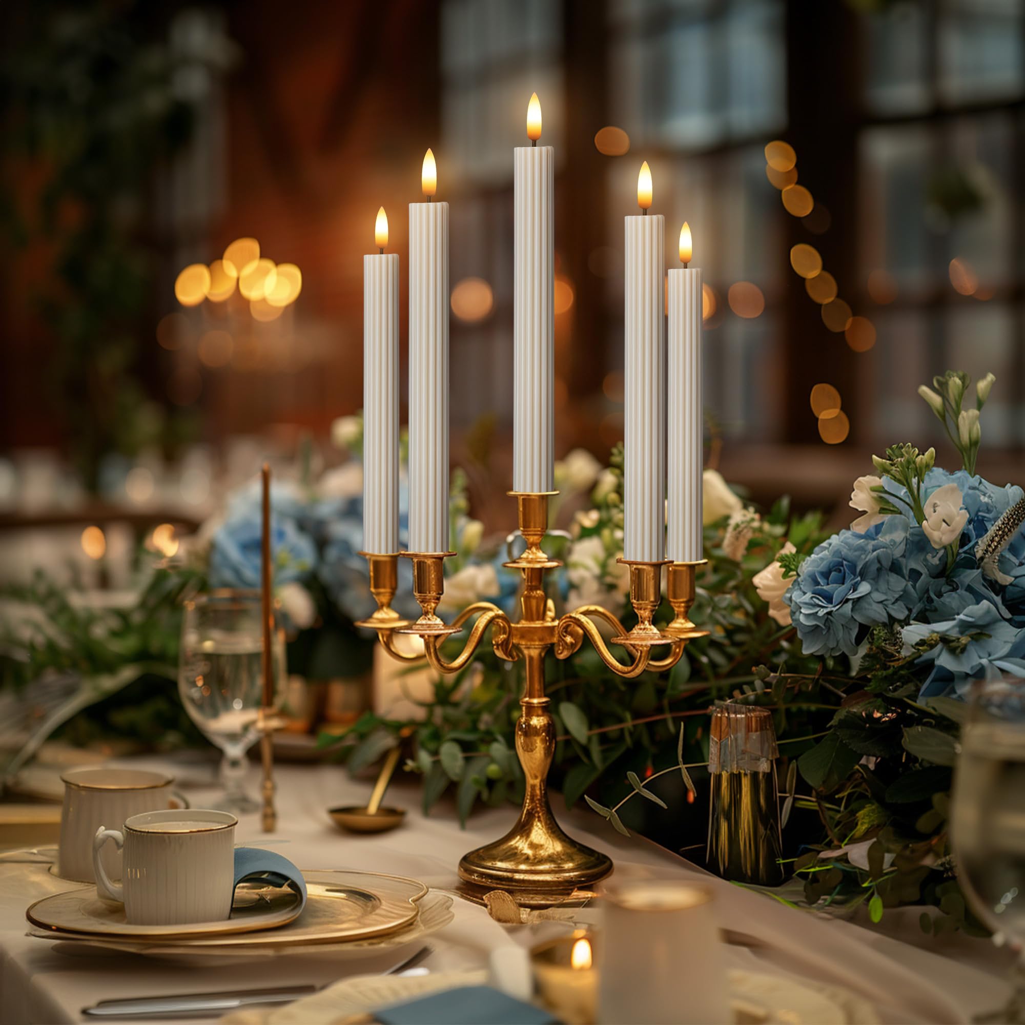 WYZworks 10" Fluted Ribbed LED Cream Beige Grooved Pillar Candles, Remote & 24h Timer Memory, On/Off Switch - Flameless Dimmable Battery Operated w/Flicker Mode, Home Wedding Decor (6 Pack)