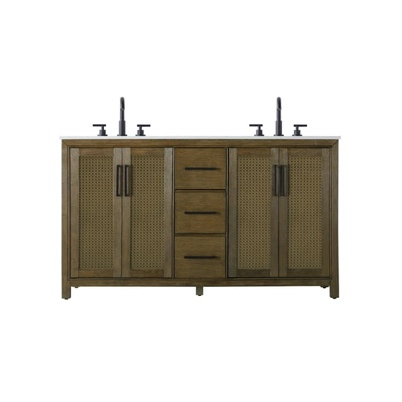 Elegant Lighting Vf29560d Alina 60" Free Standing Double Basin Vanity Set - Hazel Oak