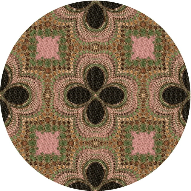 Ahgly Company Tapis Rond Lavable en Machine Intérieur Transitionnel Bronze Brun, 5 Pieds Rond