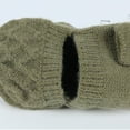 thumbnail image 4 of WREESH Unisex Pop-Top Winter Knitted Gloves Half Fingered Solid Color Flip Warm Finger Gloves Olive Green, 4 of 5