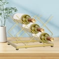 thumbnail image 4 of Countertop Wine Rack Iron Tabletop Wine Bottle Holder 5 Bottle Space Saving Tabletop Wine Bottle Stand with Anti-Slip Base Gold Geometric Wine Rack for Cabinet Pantry Restaurant 11x7.1 inch, 4 of 10
