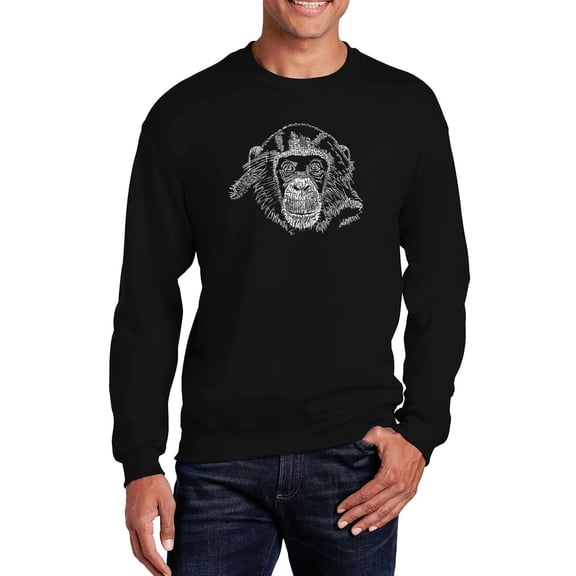 LA Pop Art Men's Word Art Crewneck Sweatshirt - Chimpanzee