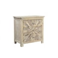 thumbnail image 2 of HomeRoots 521216 30 in. Distressed White Three Drawer Starburst Pattern Solid Wood Nightstand, 2 of 5