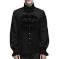 thumbnail image 4 of Stand Collar Gothic Shirt For Men Themed Event Long Sleeve Ruffle Medieval Top, 4 of 16