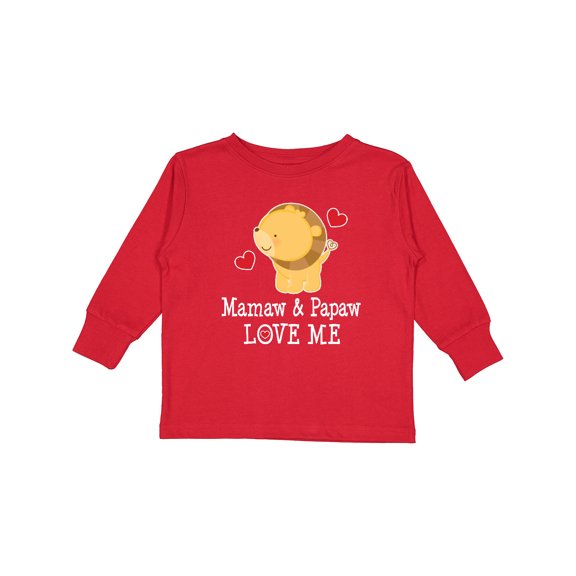 Inktastic Mamaw and Papaw Love Me Grandson Lion Boys Long Sleeve Toddler T-Shirt