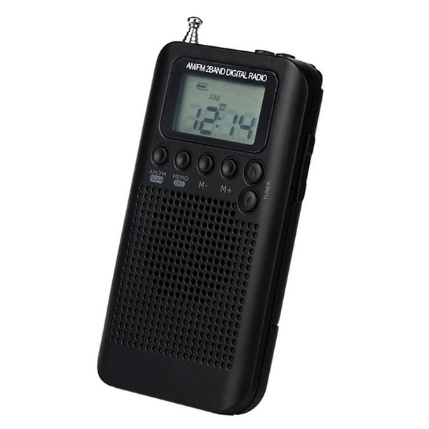 Mini Radio portátil Yotijar Radio digital portátil con LCD Correa de muñeca negro