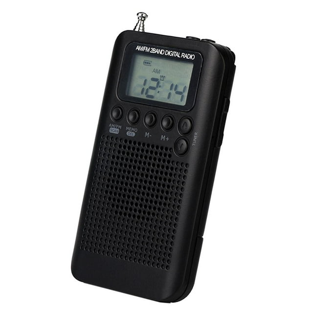 Mini Radio portátil Radio digital portátil con LCD Correa de muñeca de llevar negro