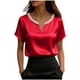 thumbnail image 1 of Eres Más Que Una Camisa de Puntuación de Prueba Moda de Verano de Mujer Color Sólido Casual Cuello en V Top de Manga Corta Mujeres Tops de Verano Casual, 1 of 5