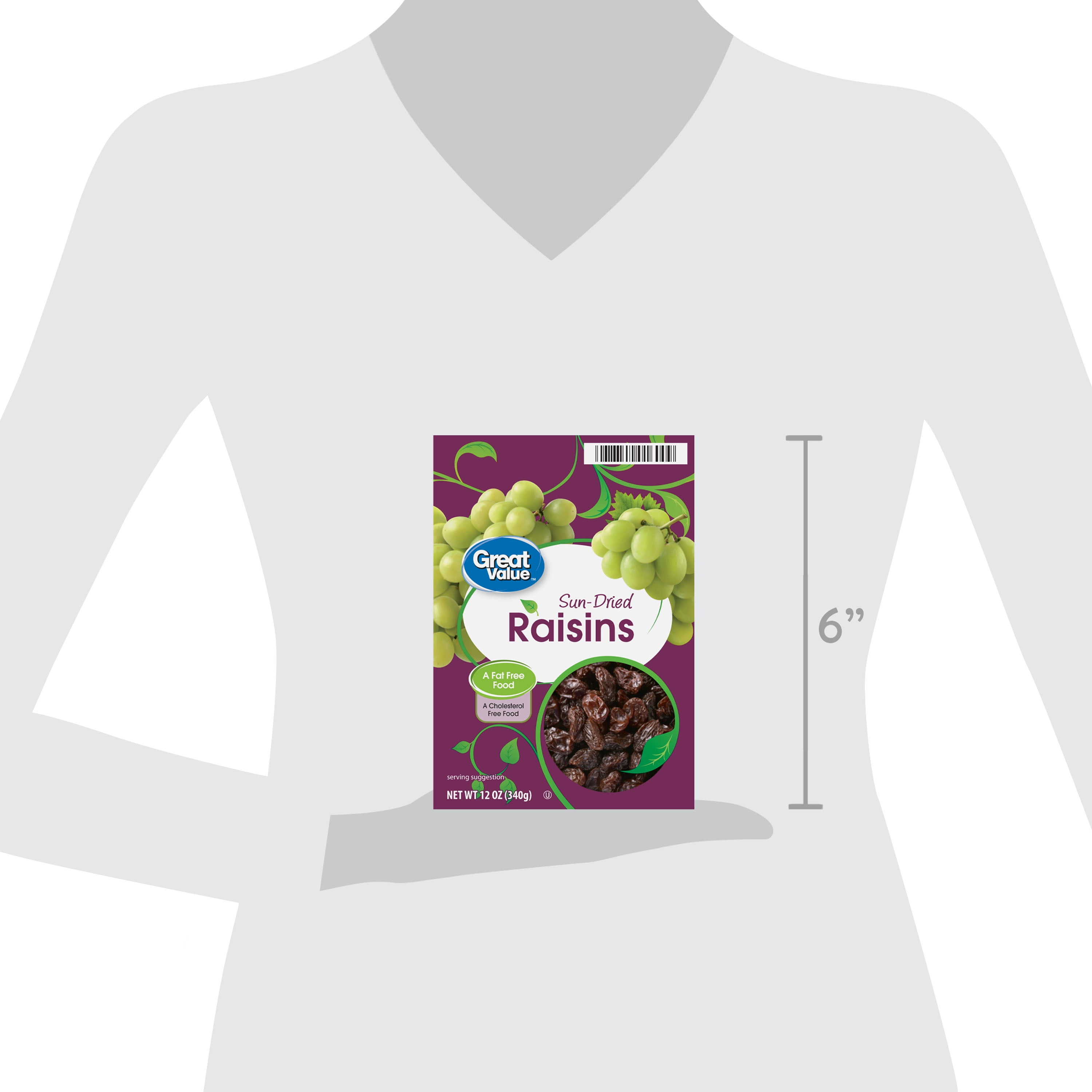 Great Value Sun-Dried Raisins Carton, 12 oz (340g)