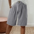 thumbnail image 2 of CheerKidz Short Pants for Women Trendy Linen Shorts Casual Summer Elastic Waist Beach Shorts with Pockets Comfy Home Shorts(Gray#1,2XL), 2 of 5