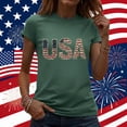 thumbnail image 2 of Goodtrade8 Women's Short Sleeve Shirts Summer USA Years Anniversary Pullover Red White and Blue Casual Graphic Independence Day Crew Neck Fashion Shirts for Women Fourth of July, 2 of 8
