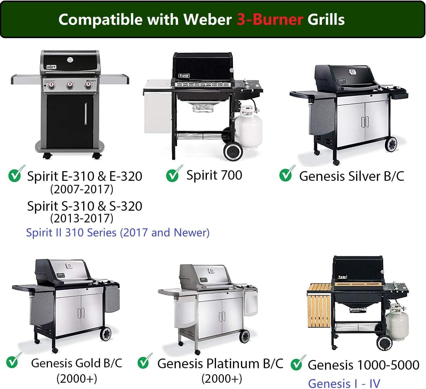 Orgneas Griglie In Acciaio Inox Per Barbecue Weber - Set Da 2 Pezzi 44x30 Cm - Compatibili Con Spirit 300, Genesis Silver/Gold/Platinum, 7638, 7639
