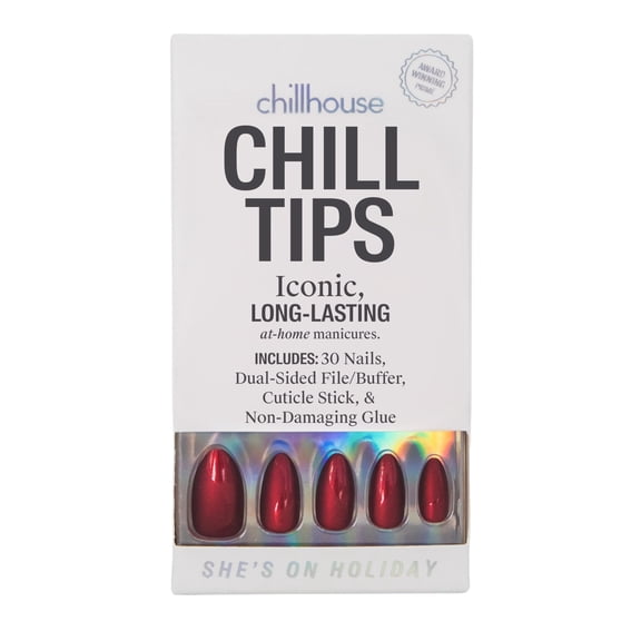 Chillhouse Chill Tips Press On Nails, She’s on Holiday, Almond Style, 30 Count