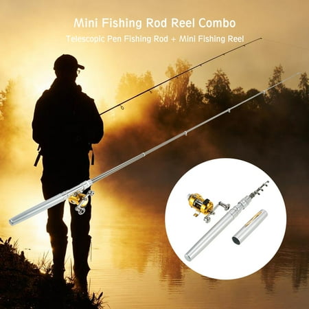 Alvey Fishing Fishing Rod Reel Combo Set Mini Telescopic Portable Pocket Pen Fishing Rod Pole + Reel Aluminum Alloy Fishing Line Soft Lures Baits Jig Hooks ()