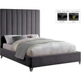 thumbnail image 3 of Pemberly Row Contemporary Channel Tufted Rich Velvet Full Bed in Gray, 3 of 7