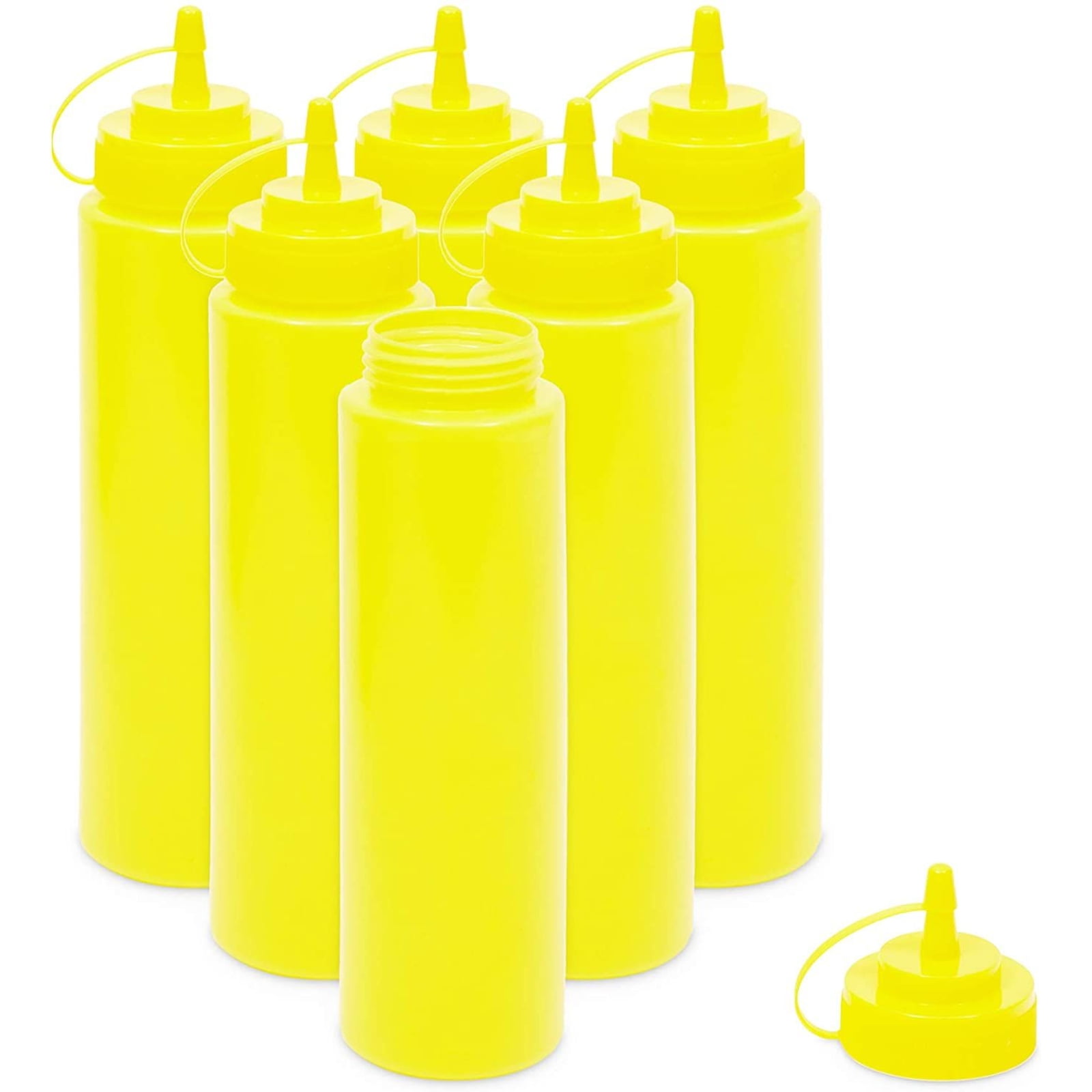 Ketchup and Mustard Plastic Squeeze Bottles with Caps Set 