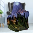 thumbnail image 4 of Italian Soft Flannel Fleece Throw Blanket, Lago Di Camo Lake Famous Coastal Village with Aerial View Picturesque Panorama, Cozy Plush for Indoor and Outdoor Use, 50" x 60", Blue Green, by Ambesonne, 4 of 5