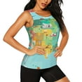 thumbnail image 2 of Balery USA Tourist Map Camiseta sin mangas estampada ligera para mujer, tops de entrenamiento sin mangas, camisetas de yoga transpirables de secado rápido.-Large, 2 of 7