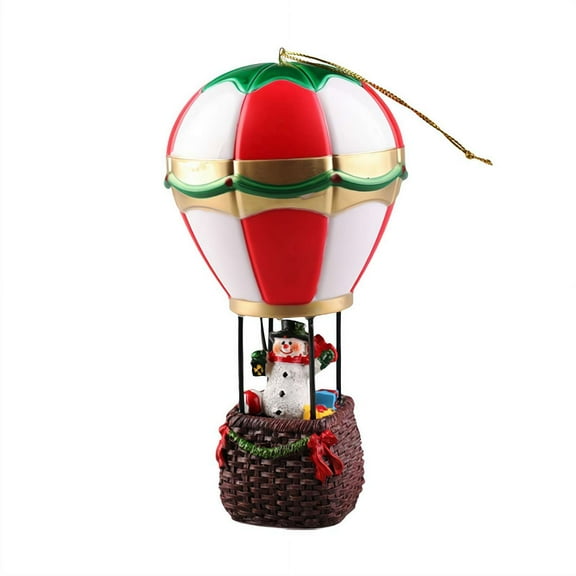 Illuminated Christmas Snowman Hot Air Balloon Figurine, Glowing Resin Tabletop Decoration for Home, Gifts and Winter Holiday Decor, Mini Cute Christmas Ornament for Table Mantel