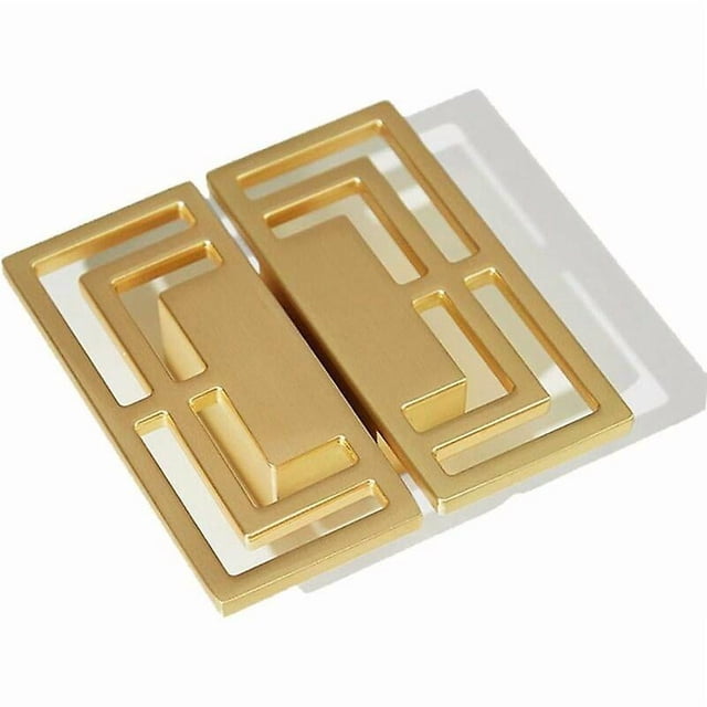 Set of 6 Brushed Gold Drawer Pulls, Elegant Gold Brass Handles Hole Spacing 32mm