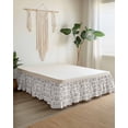 thumbnail image 2 of Brown Flower Wrap Around Bed Skirts for Queen Bed 16" Drop,Bed Skirt with Adjustable Elastic Belt Dust Ruffle Bed Valance for Bedroom Hotel Vintage Farmhouse Boho Leaf Spring Plant Bed Frame Cover, 2 of 7