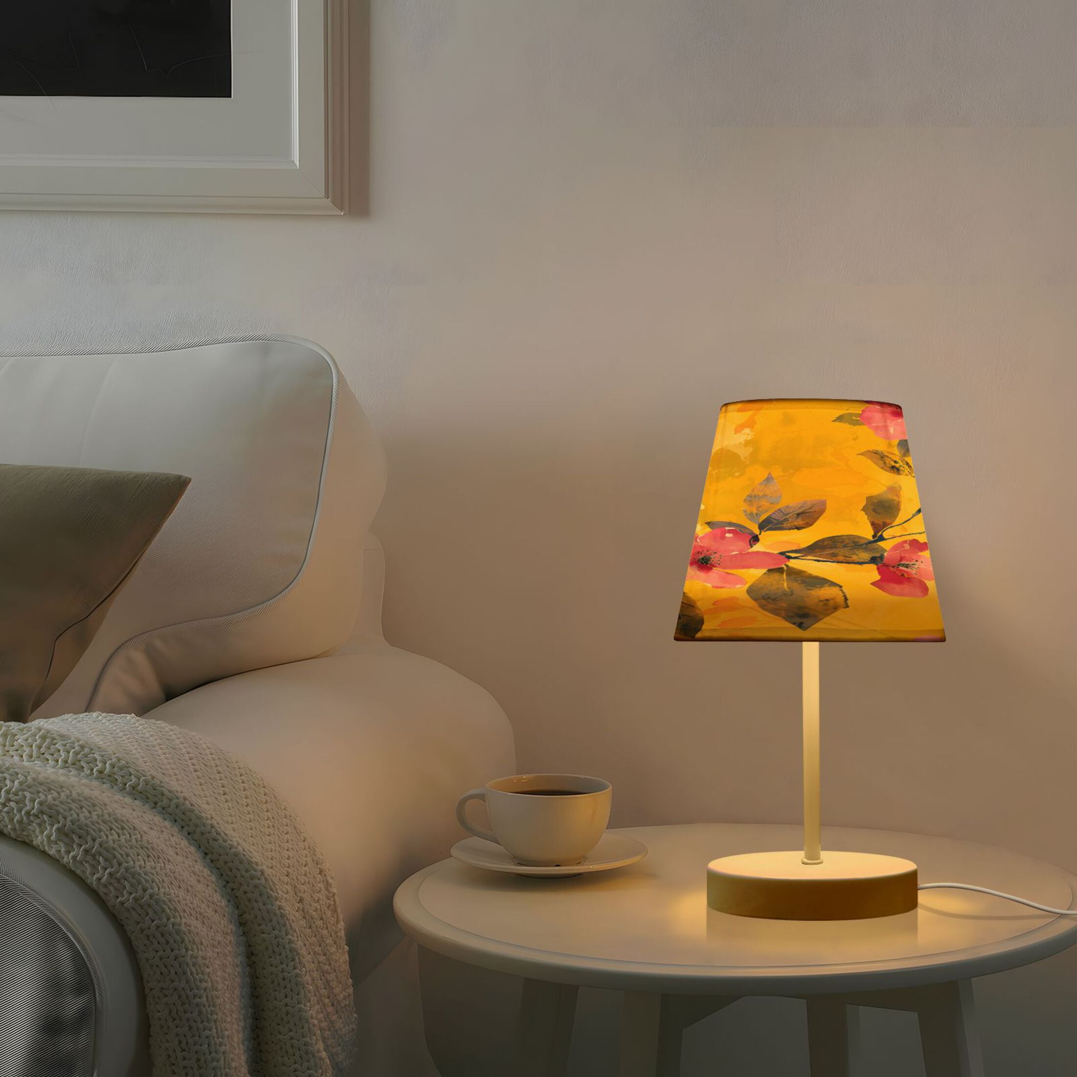 Ryvnso LED Bedside Table Lamp Flower Oil Pattern Bedroom Desk Lamps Nightstand Lampshade S