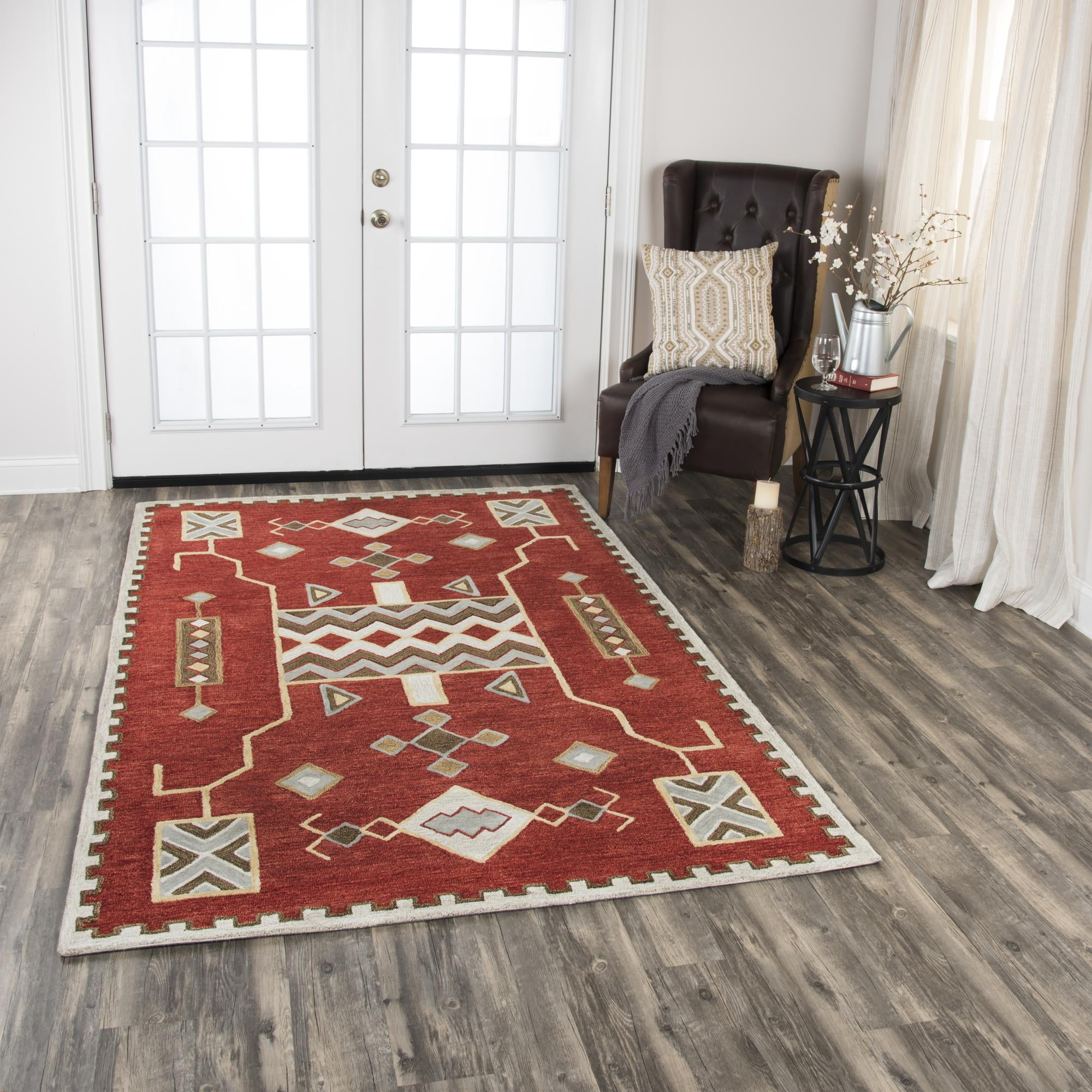 Rizzy Home Mesa Red Southwest/Tribal Shag 5' x 8' Area Rug