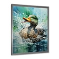 thumbnail image 2 of Designart "Springtime Splash Duck" Animals Framed Wall Art - Traditional Green Duck Entryway Framed Wall Art Print, 2 of 6