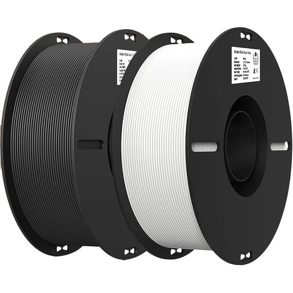 Creality Ender PLA Filament 1.75mm 2 Roll Bundle  - 1 Black Roll & 1 White Roll – No-Tangle, Eco-Friendly, Strong Bonding, Universal 3D Printer Fit - 2 Units Per Pack