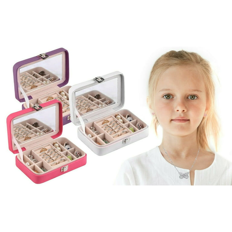 RUNOLIG Kids Jewelry Box Kit Gift,Portable Travel Jewelry Case For