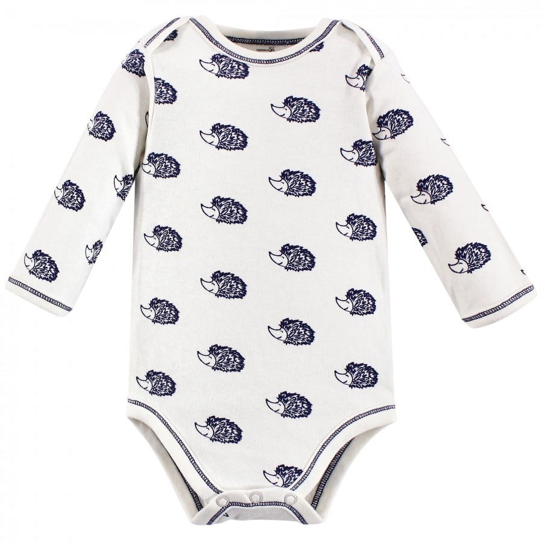 Touched by Nature Baby Boy Organic Cotton Long-Sleeve Bodysuits 3pk, Hedgehog, 12-18 Months