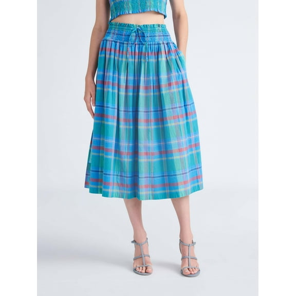 Free Assembly Women's and Women's Plus Smocked Cotton Maxi Skirt, Sizes XS-4X