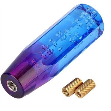 Universal Two-Color Crystal Bubble Shift Gear Knob Manual Gear Stick Lever Head with 8mm 10mm Thread (Blue Purple)