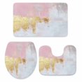 thumbnail image 2 of Abstract Watercolor Bathroom Rugs Set Pink Gold Fluid Blend Non Slip Absorbent Soft Bath Mats 3 Piece Set with Bathroom Rug, U-Shaped Floor Mat, Toilet Seat Cover Small Size, 2 of 9