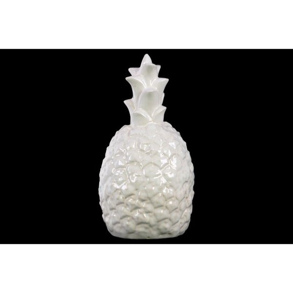 Ceramic Pineapple Figurine with Gloss Finish, White