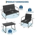 thumbnail image 2 of Ensemble de Conversation de Patio 4 Pcs, Causeuse 2 Chaises en Textilène Table Basse en Verre, Cadre en Acier Enduit de Poudre, Mobilier d'Extérieur Résistant aux Intempéries pour Cour Arrière Balcon, Noir Gris, 2 of 8