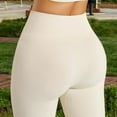 thumbnail image 5 of High Waist Ribbed Seamless Leggings with Stretch Compression Fit - Large, Ivory, 5 of 6
