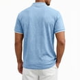 thumbnail image 4 of Men'S Textured Knit Half Zip Collared Short Sleeve Polo Shirt Retro Casual Tops For Summer Daily Wear And Golf Sports,Light Blue,XXXL, 4 of 6