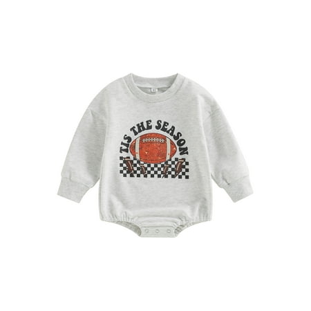 

Newborn Baby Girl Boy Romper Long Sleeve Round Neck Football Letters / Plaid Print Casual Fall Spring Short Jumpsuit