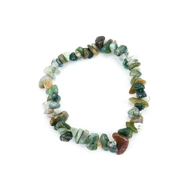 Nvzi Pulsera de cuentas hecha a mano, adecuada para pulseras de piedra natural irregulares (verde oscuro)