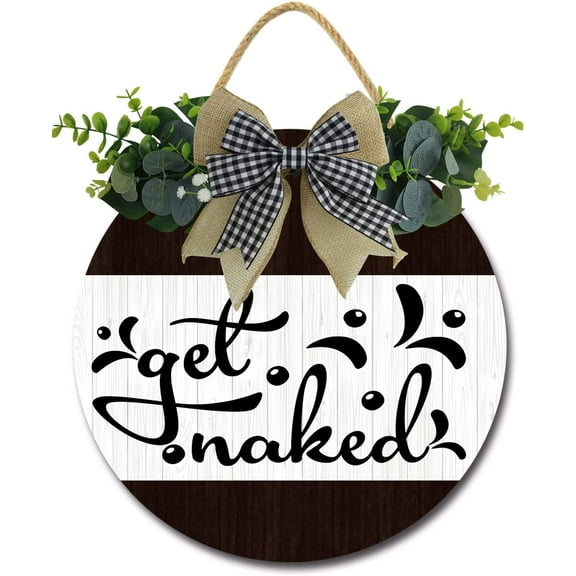 Eveokoki 12" Bathroom Signs for Front Door Farmhouse ，Rustic Round Wooden Hanging Wreaths for Bathroom Wash House Toilet Housewarming Gift Decoration Indoor Wall Decor