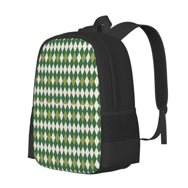 Fotbe Light Green Squares Mochila para Hombre y Mujer - Tela Oxford 600D Resistente - Mochila Impermeable de Gran Capacidad para Escuela, Viajes y Senderismo