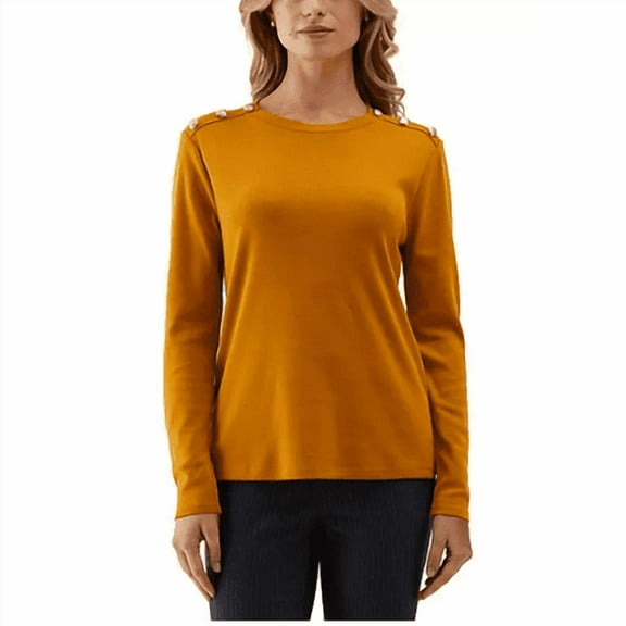 Rafaella Women's Medium Buckthorn Brown Long Sleeve Tee