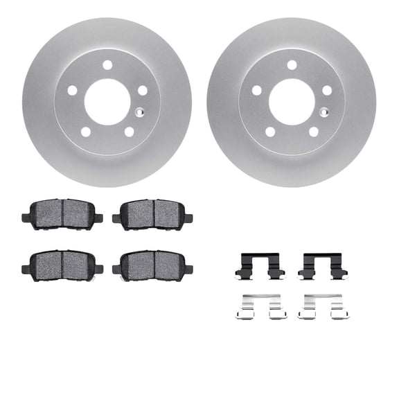 Dynamic Friction Company Rear Geospec Brake Rotors with 5000 Advanced Brake Pads includes Hardware 4512-47088