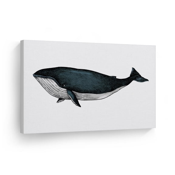 Smile Art Design Whale Watercolor Painting Underwater Life Marine Animal Canvas Wall Art Print Ocean Sea Nautical Decor Coastal Living Room Bedroom Baby Nursery Kids Room Decor Ready to Hang - 30x40
