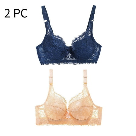Atogsazn 2PC Lace Bralettes for Women Corset Bustier Top with Underwired V Neck Camisole Lingerie Adjustable Strap Crop Top Dark Blue S on Clearance