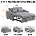 thumbnail image 6 of ASINMAK Convertible Sofa Bed, Minimalist Solid Print Velvet Futon Couch with Pull-Out Bed, USB and Toss Pillows, Light Gray, 6 of 7