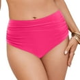 thumbnail image 3 of Zhden Bikini Bottoms for Women Mid Rise Bikini Bottoms Ruched Scrunch Swim Bottom Full Coverage Bathing Suit Bottoms（Hot Pink,XXL）, 3 of 9